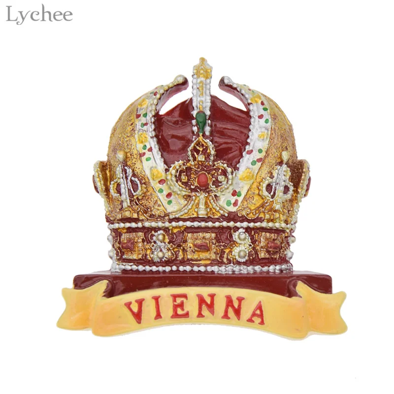 

Lychee Resin Crown Vienna Fridge Magnets Tourist Souvenirs Tower Magnetic Refrigerator Stickers Home Decoration