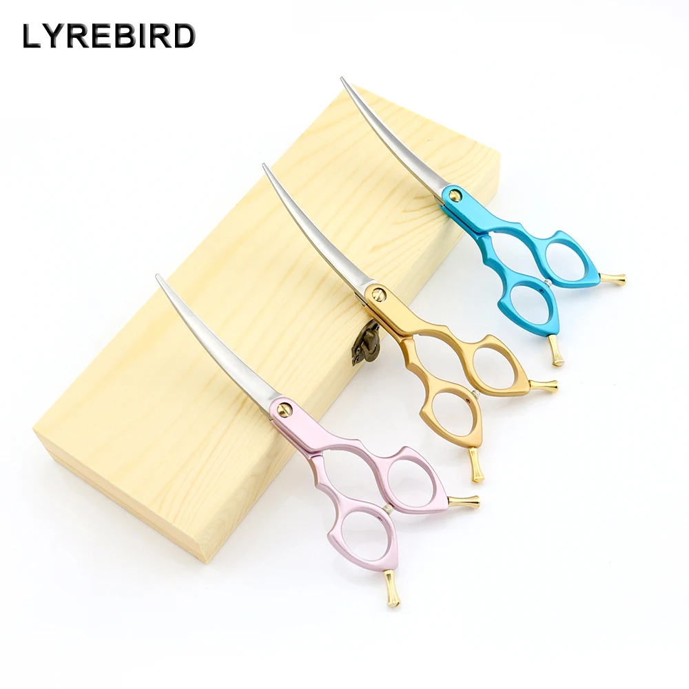 

Pet dog Grooming Scissors Curve 6 Inch Curved Scissors Pink Golden or Blue Handle Super Japan 440C Lyrebird TOP CLASS NEW