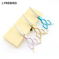 Pet dog Grooming Scissors Curve 6 Inch Curved Scissors Pink Golden or Blue Handle Super Japan 440C Lyrebird TOP CLASS NEW