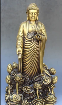 

ymying 1014+++++16 Tibet Buddhism Pure Bronze Stand Lotus Shakyamuni Sakyamuni Buddha Statue