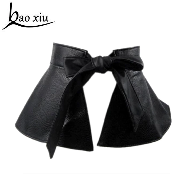 

2019 fashion unique female skirt accessories belt bow black waistband dress decoration wide girdle for women punk leather belts