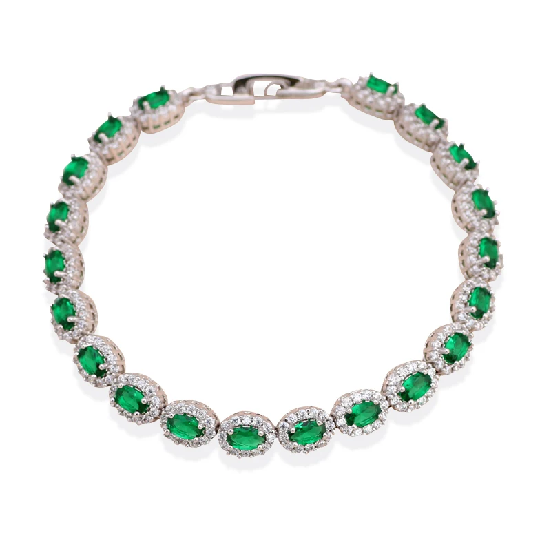 

Mother Days' Gifts Zircon Bracelet Silver tone Green Zircon Charm Bracelets New Style Fashion Jewelry TB998A