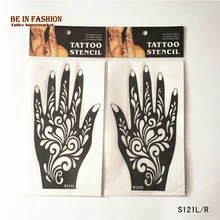 2шт индийские свадебные хны татуировка на кисть трафареты для аэрографии для тела живопись трафарет темплат татуировки Поставщик профессиональные листы