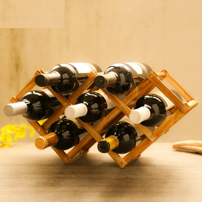 Buy Foldable Solid Wood Wine Rack Decoration Creative