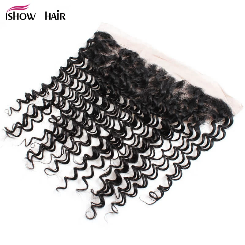 Ishow Deep Wave Frontal Closure Pre Plucked 13*4 Ear To Ear Lace Closure Peruvian Hair Lace Frontal Closure Non Remy Human Hair Ishow Deep Wave Frontal Closure Pre Plucked 13*4 Ear To Ear Lace Closure Peruvian Hair Lace Frontal Closure Non Remy Human Hair