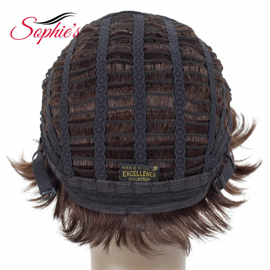 Sophie's Short Human Hair Wigs For Women Natural Wave Wigs 4" Natural Black 100% Non-Remy Human Hair Machine Made H.VERA Wigs