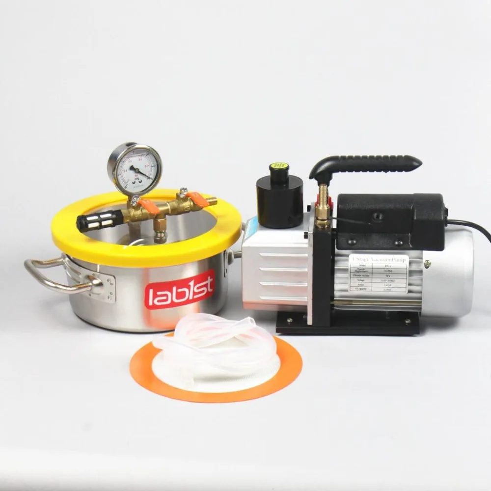 0.8 Gal (3.1L) Chamber +2.5CFM (1.4L/s) 220V Vacuum Pump Kit,20cm x10cm