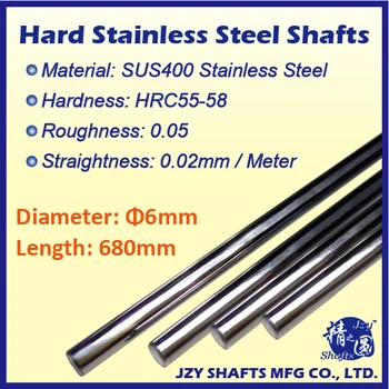 

Dia 6mm L680mm super bright stainless linear shaft SUS400 hardened stainless shaft HRC55-58 high straightness 0.02mm/meter g6