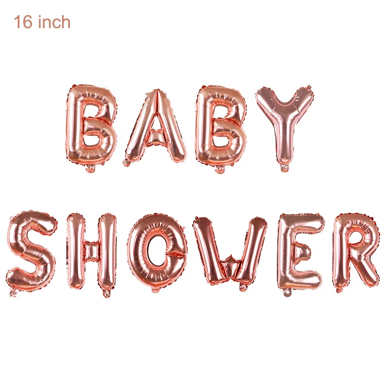 Украшения для детского душа, воздушные шары для мальчиков/девочек, буквенные фольга, воздушный шар, баннер для детского дня рождения, вечерние украшения - Цвет: Baby Shower Rose