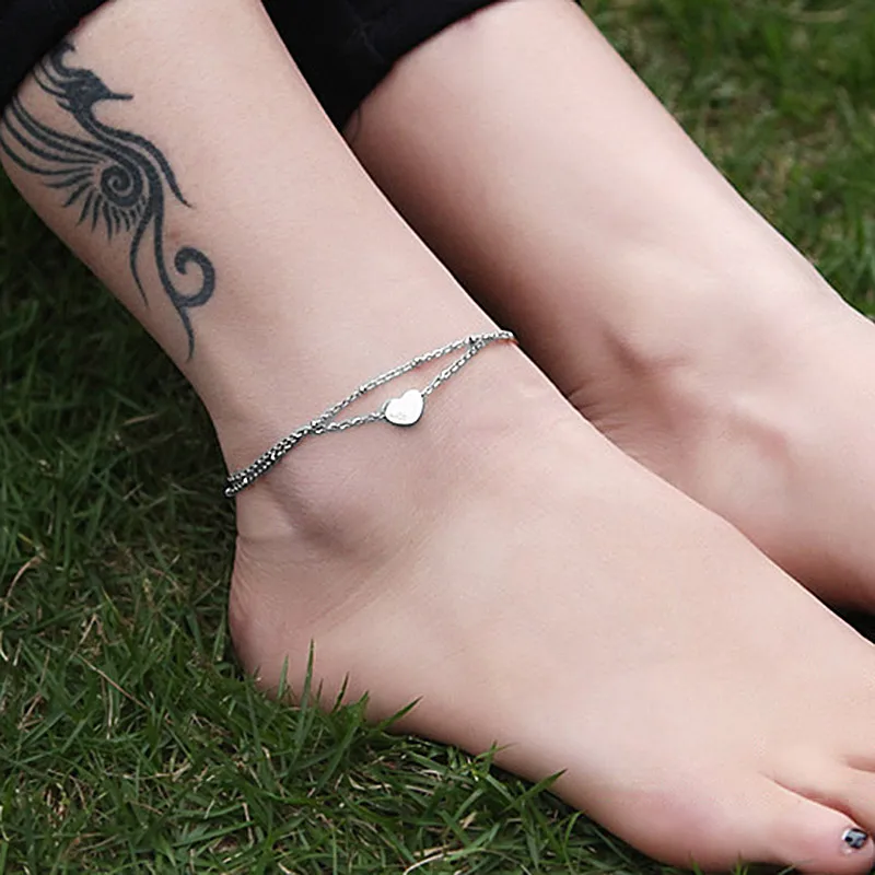 USTAR браслет на ногу с цепочкой из нержавеющей стали, браслет с регулируемой ногой, ювелирные браслеты для женщин, летние сандалии, не выцветают - Окраска металла: Silver
