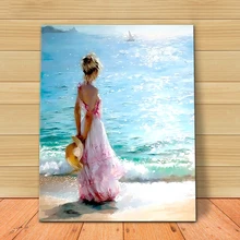 MOLEK DIY картина маслом по номерам комплект морская девушка современная акриловая живопись на холсте домашний декор Настенная картина для гостиной