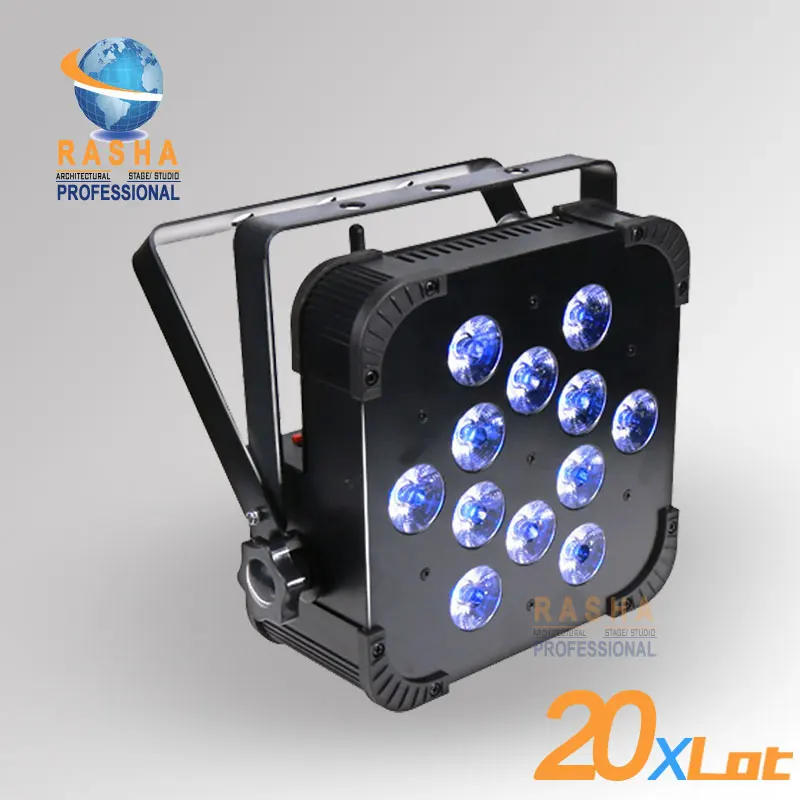 

20X Rasha12pcs*18W 6in1 RGBAW+UV Wireless DMX LED Flat Par Can,UV Color LED Slim Par Light For Stage Party Event Productions
