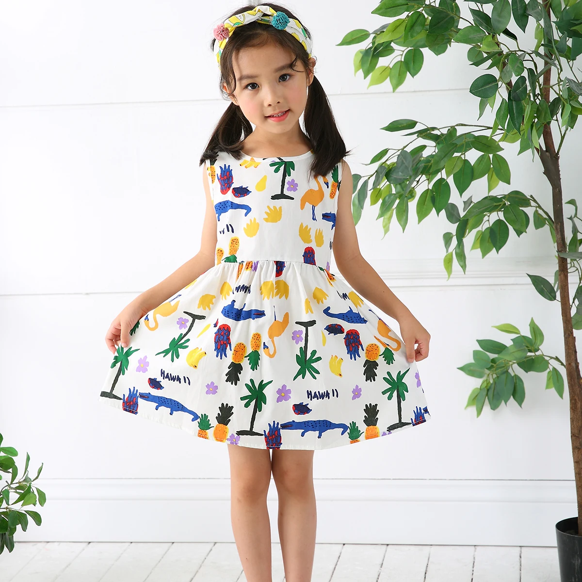 

Kids Summer Girl Dress Children Cotton Sleeveless Dresses Cherry Print Dress for Girls Fashion Girls Clothing Princess Dress