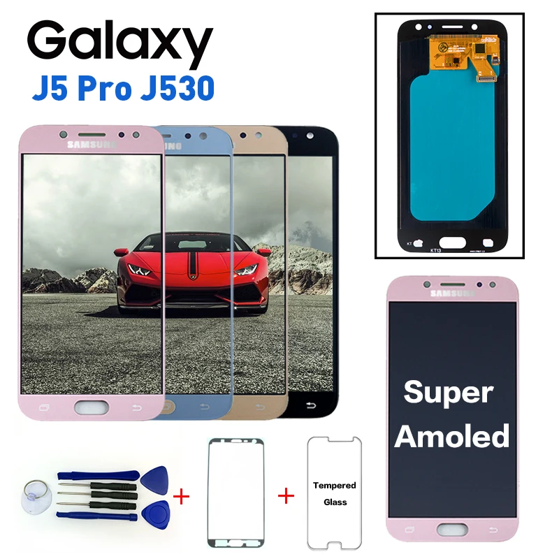 Ceny Super amoled LCD do samsunga Galaxy J5 Pro 2017 J530 J530F ekran dotykowy wyświetlacz LCD z regulacja jasności