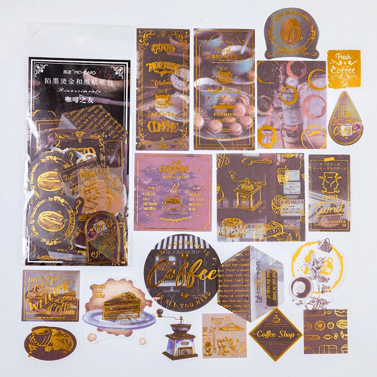 

60 x Vintage Coffee Life Bullet Journal Gilding Decorative Stickers Scrapbooking DIY Diary Album Stick Lable Japanese stationery