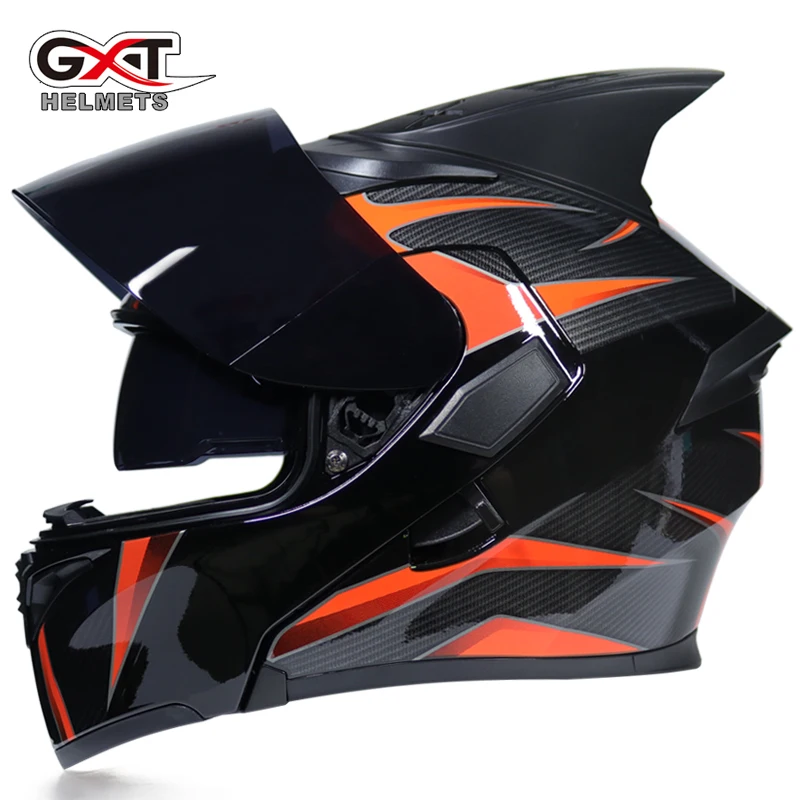 Мотоциклетный шлем GXT с откидной крышкой светозащитный на все лицо гоночный