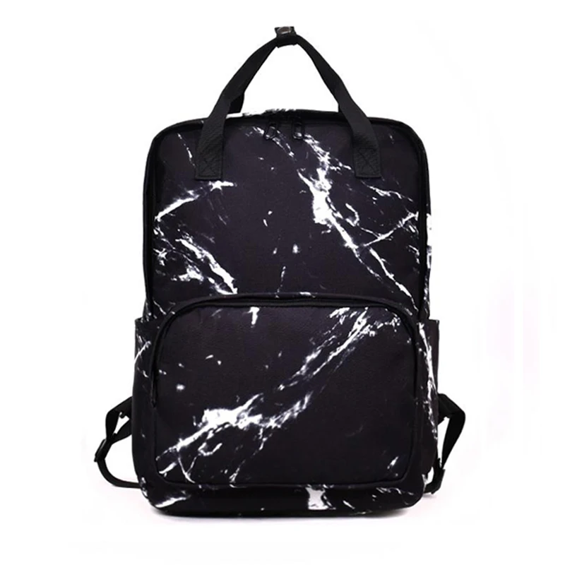 

Canvas Women Backpack Large Capacity College School Bag Marble Pattern Printing Travel Backpack For Teenager Preppy Style 2019