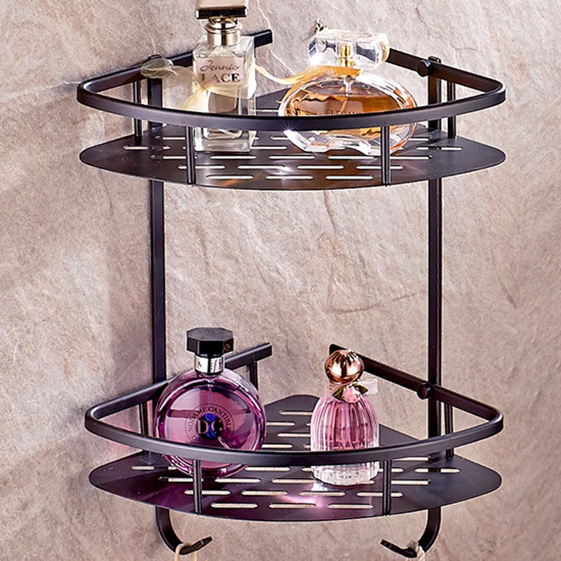 Oil Rubbed Bronze Bathroom Kitchen Layers Brass corner shelf Storage