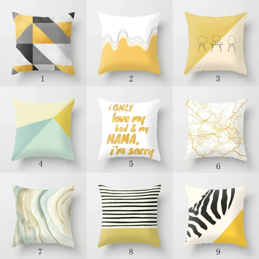 cheap Elife Polyester Cotton Cushion Cover pattern yellow Square geometry Pillow Case Cover For Sofa Car Home Decor 45*45CM