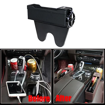 

Car Mounted Slot Storage Box Main and Co-pilot Convenient Multi-Function Leather Quilted Cup Holder Car Seat Sewing Practical