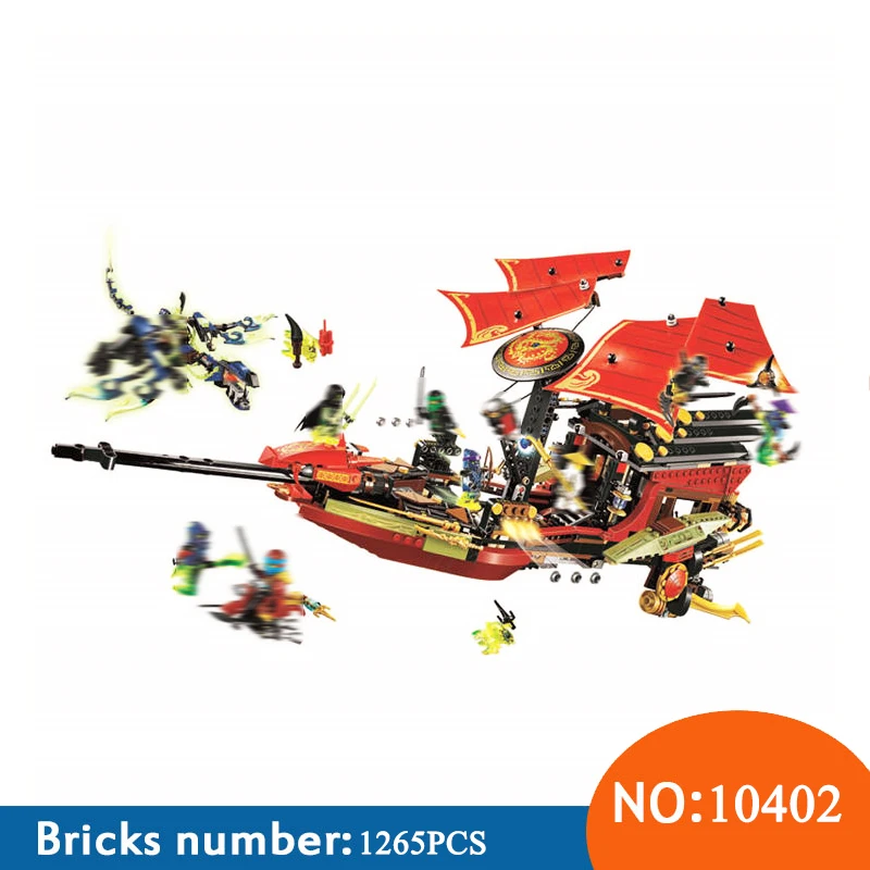 

10402 1265pcs Ninja Final Fight of Destiny's Bounty Ship Building Block Compatible 70738 Brick Toys For Children