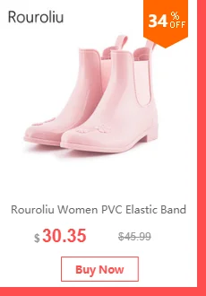 Rouroliu просто мода ПВХ Водонепроницаемый чехол для обуви унисекс Толстая подошва Нескользящая износостойкая обувь для дождя с пряжкой RT242