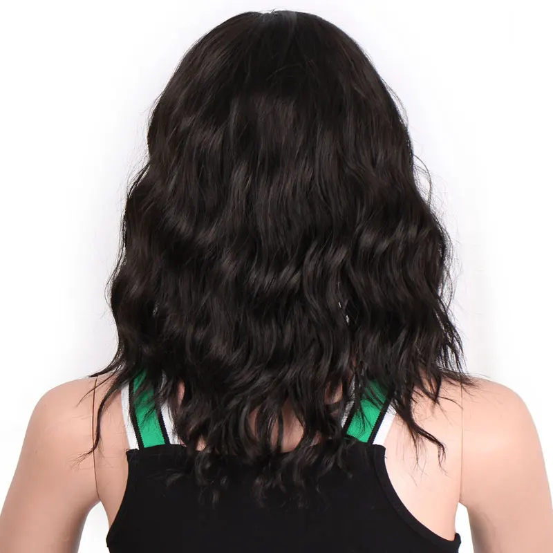 Боб короткий кудрявый синтетический парик черные волосы с челкой натуральный вид термостойкие волокна волос для черных женщин AISI волос - Цвет: 1B