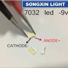 1000 шт. люмен светодиодный 7032 световые бусины холодный белый высокой мощности 2 Вт 9 В для светодиодный ЖК-Телевизор подсветка применение samsung