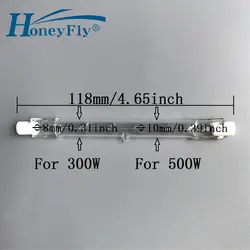 HoneyFly 2 шт. 118 мм галогенные лампы накаливания 110 В/220 В 300 Вт 500 Вт пружины R7S двухсторонняя нити прожекторы кварцевые трубки