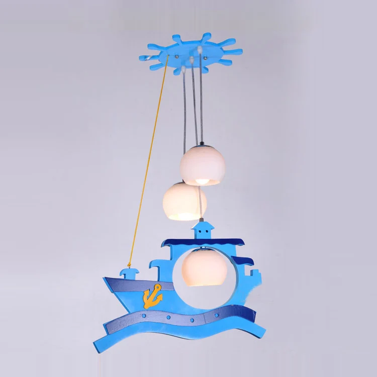 

Modern Study Room Pendant Lighting Fixtures Kid's Bedroom Blue Pirate Ship Pendant Light Fixture Creative pendants Lamps
