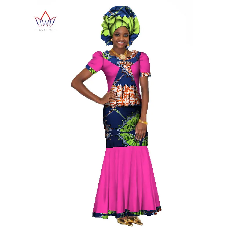 Летнее женское платье, традиционное Африканское традиционное женское платье 2 шт., комплект одежды, изготовленные на заказ топы+ горячая Распродажа юбок BRW WY147