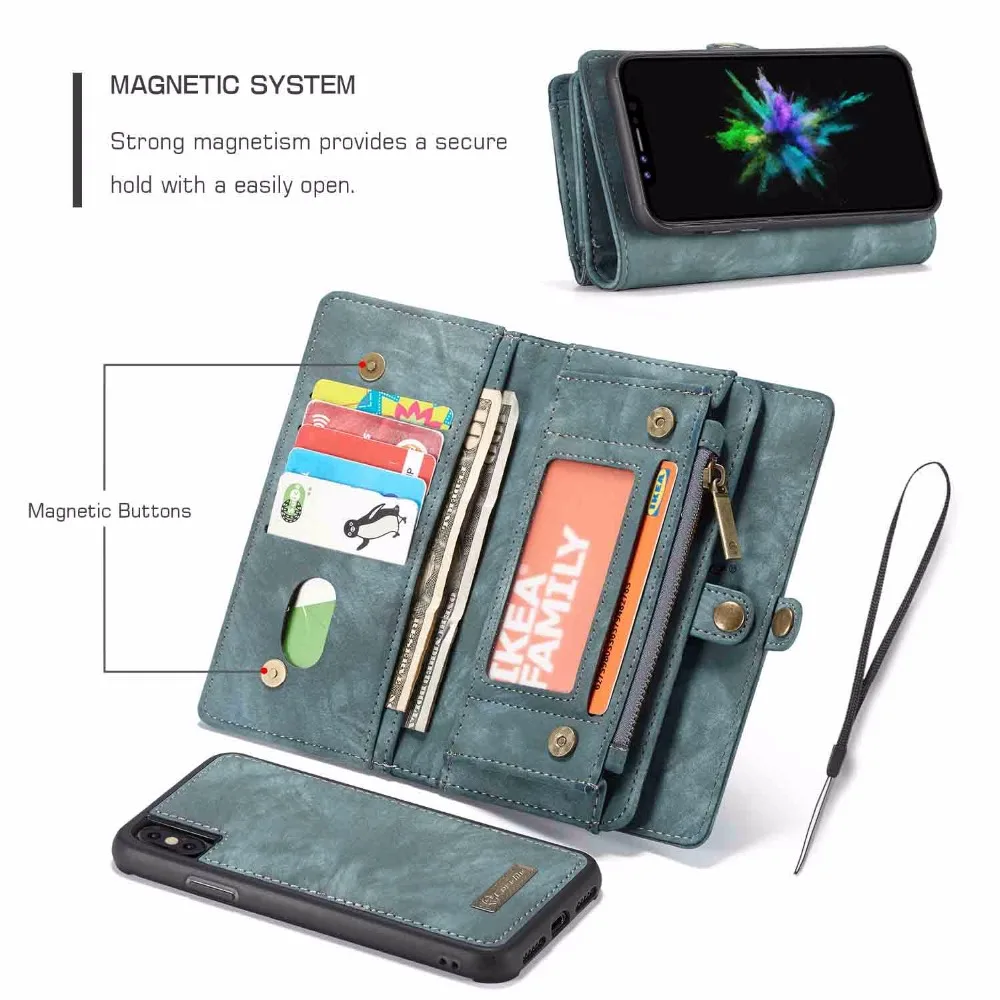 

YMNLCX Wallet Case For Huawei P20 / P20 Pro Flip Detachable Leather Wallet On Cover Phone Case P30 Pro Zipper Wallet Stand Bag