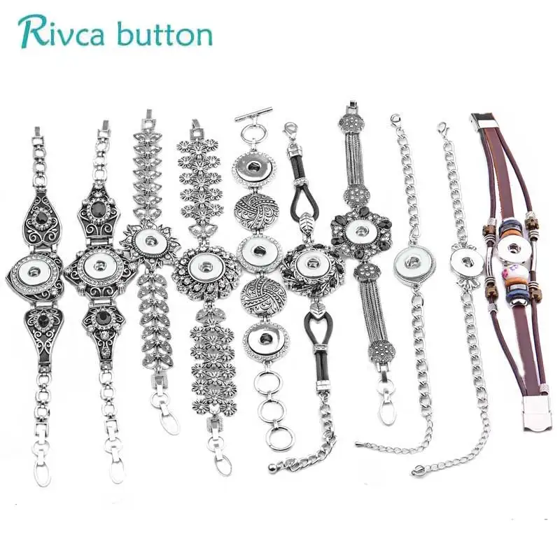

Rivca Adjustable Snap Button alloy Bracelet ginger snap Charms Jewelry Bracelet 18mm fashion snap button charm bracelet