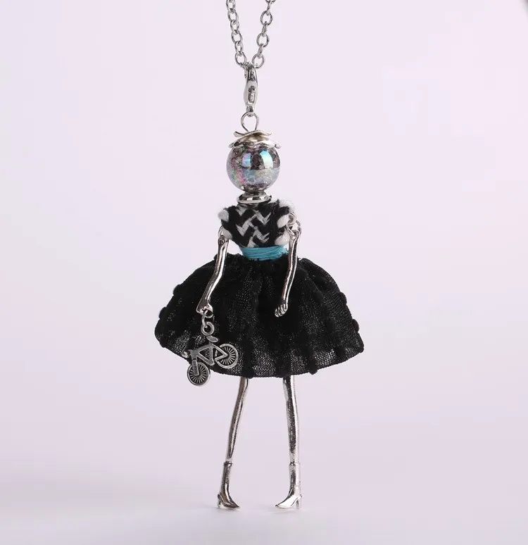 YLWHJJ бренд девушка синяя кукла кулон длинное ожерелье платье Женский сплав Мода ручной работы Макси ювелирные изделия для женщин collier femme