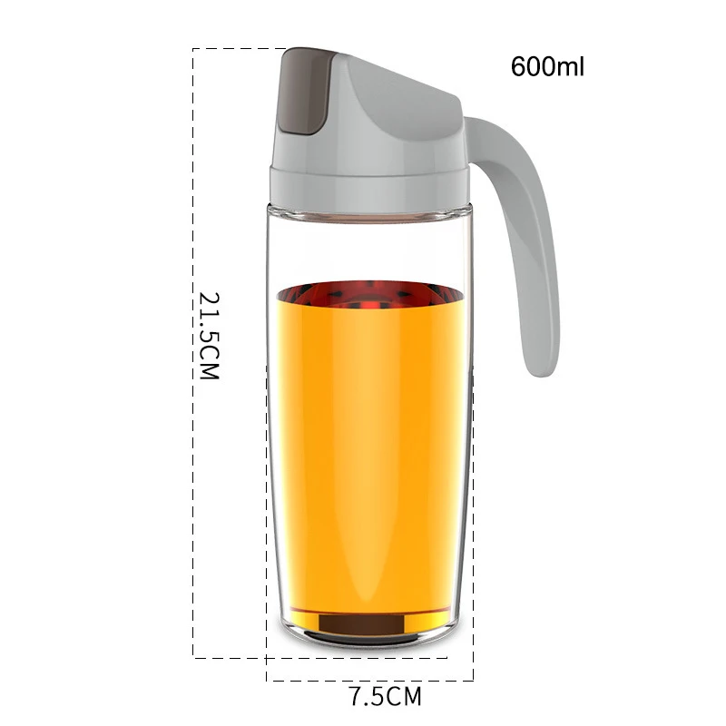 Защита от пыли стекло резервуар для масла Качество Уксус может бутылка с соевым соусом герметичные стекло диспенсер оливкового масла бутылка масло для кухни Cruet - Цвет: 600ml
