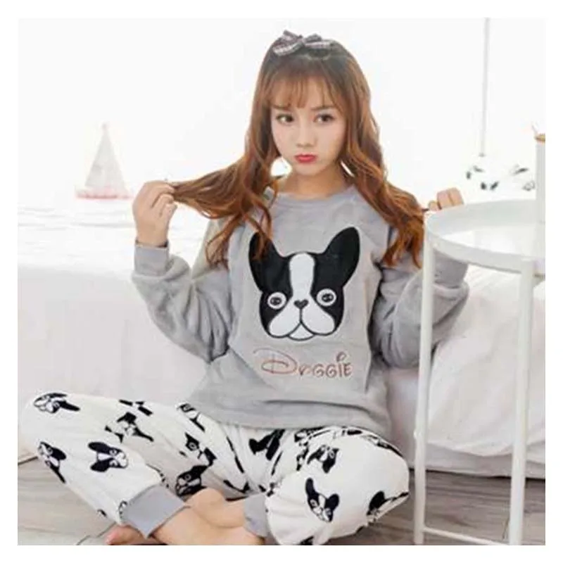 flannel_kawaii_pug_corgi_Pajamas_dachshund_dag_sleep_wear_women_bottoms_lounge_pants_cute_plus_size_cartoon_trousers_home_wear_010