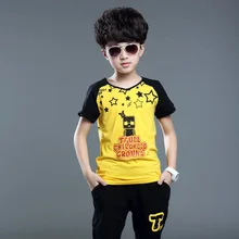 Boys Pattern Vestido Sets Cartoon Print Casual Baby Boy Clothes Suits Blouse + Pants 2 Pieces Kids Summer Sets