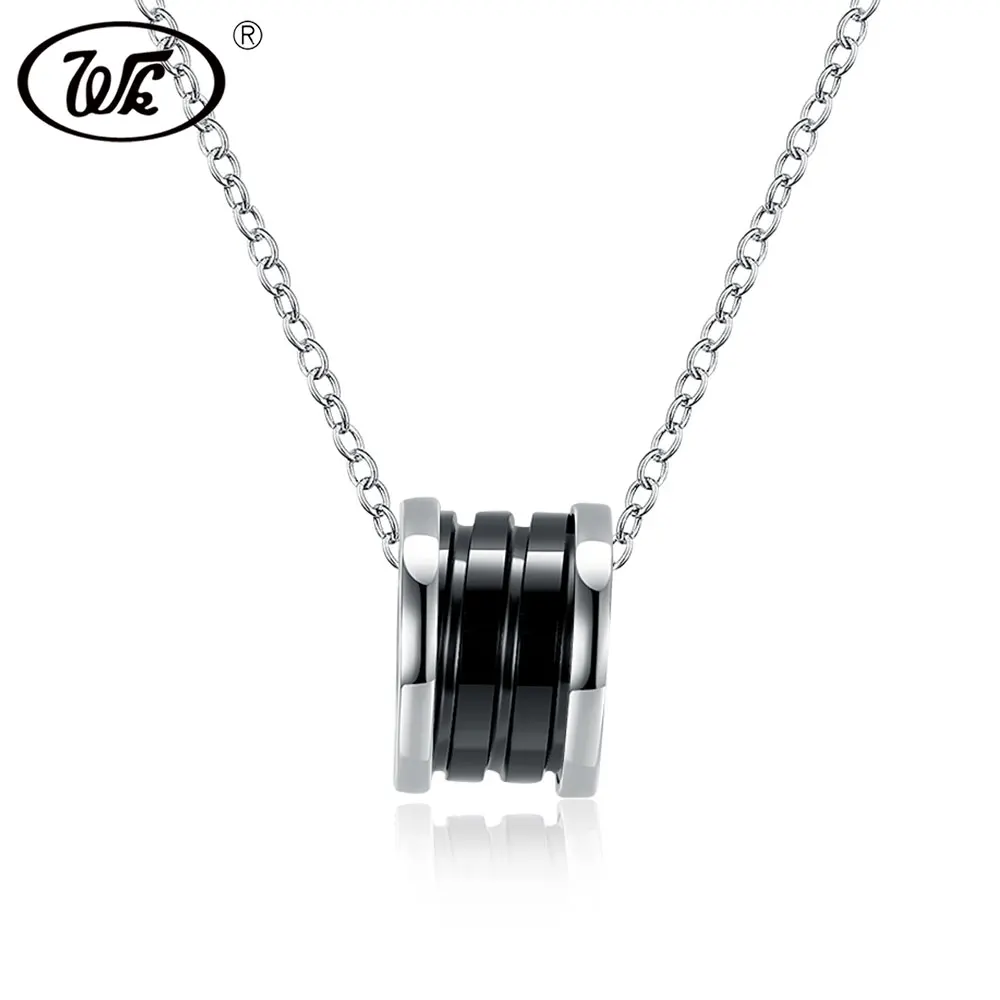 

WK Hot Fashion Trendy 925 Sterling Silver Chain Black Ceramic Pendant Necklace Silver Jewelry For Girls Women Gift NEW 4W NNY60