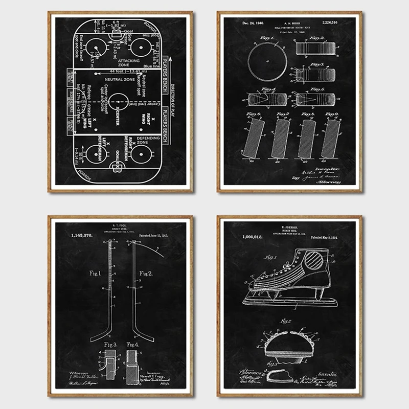 Хоккейная лакированная доска настенные художественные плакаты и принты хоккейный подарок чертеж холст живопись настенные картины Спорт домашний декор комнаты