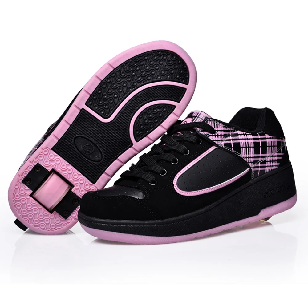 

2016 Breathable Children Shoes Sneakers with Wheels Ultra-Light Girls Boys Roller Skates Kids Sneakers tenis infantil Pink Black
