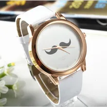 Women Cute Mustache Design Cartoon Watch Fashion Gold Watch Women Dress Quartz Wrist Watch Lady Girl Clock Hour relogio feminino
