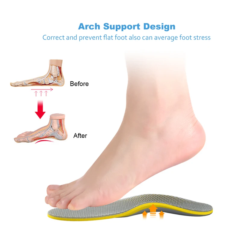 Soumit Comfortable EVA Orthotics Breathable Sport Flat Foot Grid Insoles with Arch Supports for Plantar Treatment 