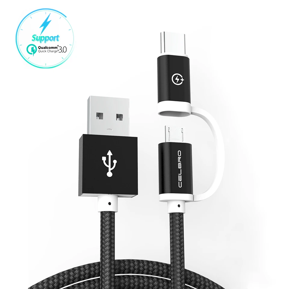 

2 In 1 Micro USB Type C Fast Charging Cable Dual Usb Charger Cord Kabel for Samsung Galaxy S9 S8 Plus S9+ S7 Xiaomi Pocophone F1
