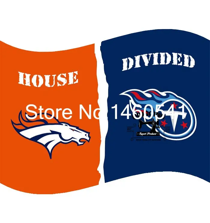 Denver Broncos Tennessee Titans House Divided Flag 3ft X