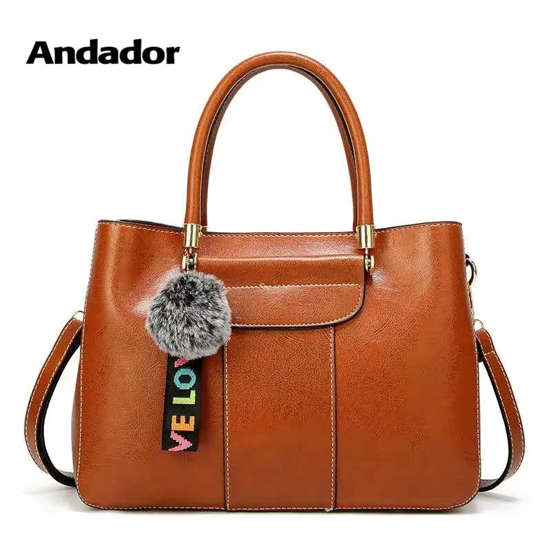 

Fashion PU women single shoulder bags casual hair ball totes Versatile high quality ladies messenger bag large capacity handbags