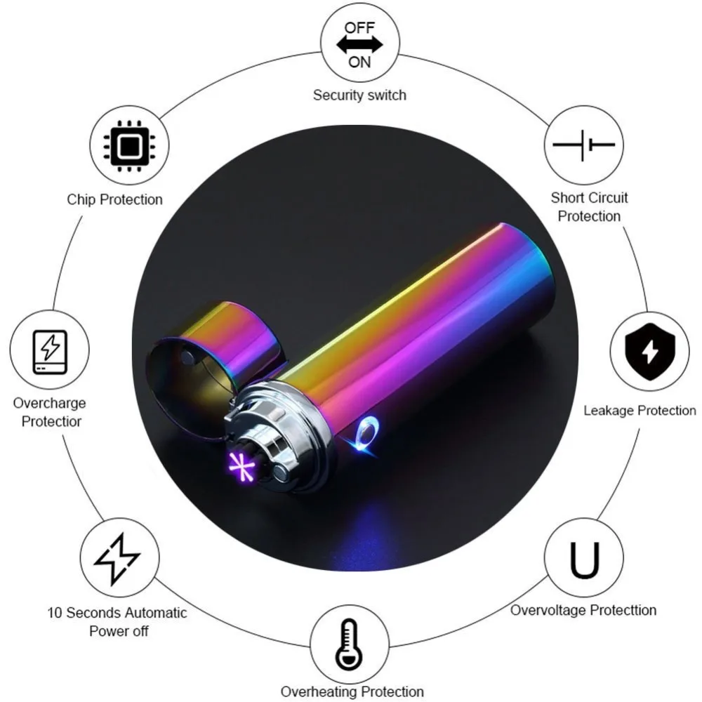 Cool Six Arc перезаряжаемая Зажигалка USB импульсная курительная трубка ветрозащитные