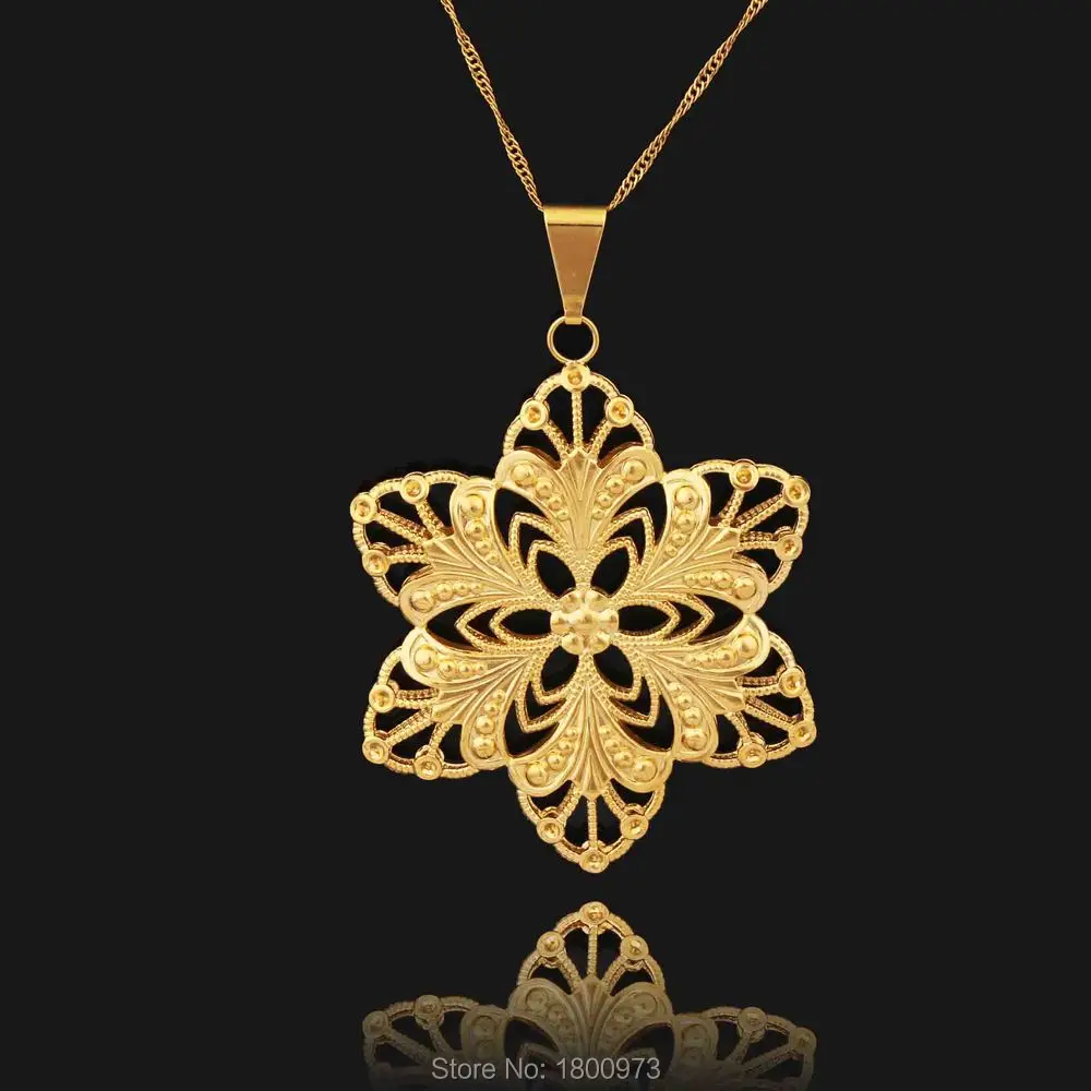 Arabic Pendant Gold Color Pendant Necklaces Jewelry Romantic Flowers Wedding Pendants Iran Women Girls Pendant Gold Arabic Pendantspendant Woman Aliexpress