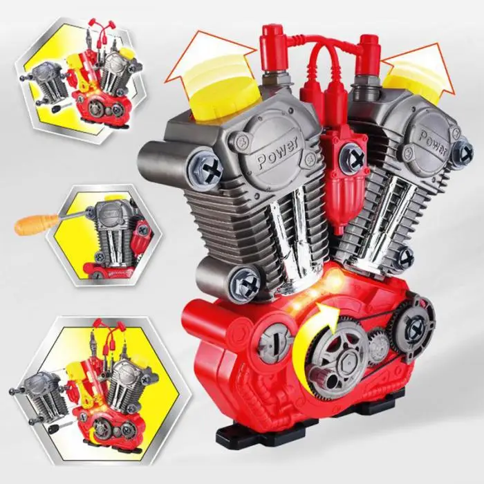 Детские игрушки мотоцикл капитальный ремонт двигателя игровой набор со световым звуком DIY сборка механик Комплект Дети игрушка для