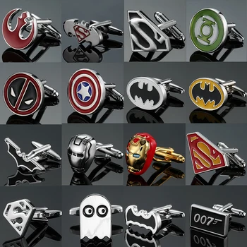 

High quality copper men's French shirts cufflinks film Superman Super Hero series cuff links wholesale FREE SHIPPING