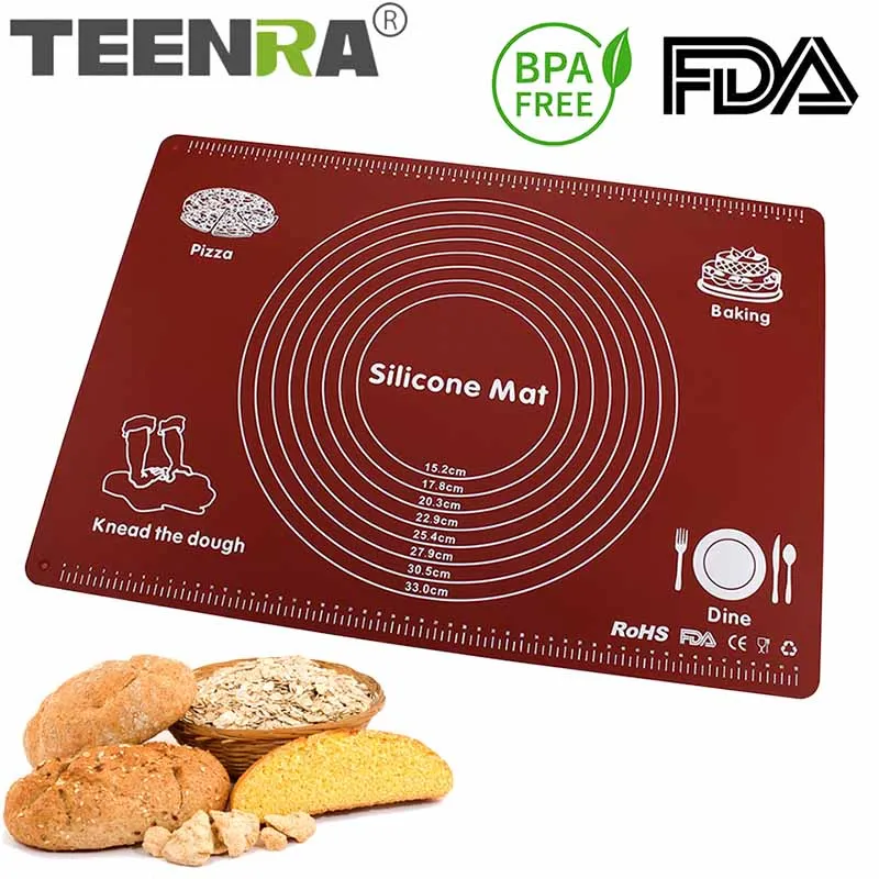 Teenra Silicone Pastry Mat Large Size Non Stick Baking Cooking Mat